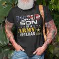 Proud Son Of A Army Veteran American Flag Military T-Shirt Gifts for Old Men