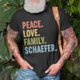 Schaefer Last Name Peace Love Family Matching Unisex T-Shirt Gifts for Old Men