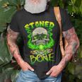 Skull Smoking Weed Stoned To The Bone Halloween T-shirt Gifts for Old Men