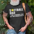 Mens On Back Softball Dad Like A Baseball Dad With Bigger Balls T-Shirt Gifts for Old Men