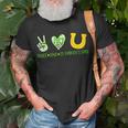 St Patricks Day Horseshoe Peace Love St Patricks Day T-Shirt Gifts for Old Men