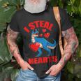 I Steal Hearts Valentines Day Dinosaur Kids Baby Boy Toddler T-Shirt Gifts for Old Men
