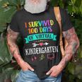 I Survived 100 Days Of Virtual Kindergarten Teacher Kid T-Shirt Gifts for Old Men