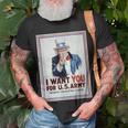 Uncle Sam I Want You For Us Army Vintage Poster Unisex T-Shirt Gifts for Old Men