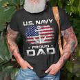 US Navy Proud Dad With American Flag Veteran Day T-Shirt Gifts for Old Men