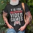 V Is For Video Games Valentines Day Gamer Men N Boys T-Shirt Gifts for Old Men