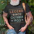 Vintage Legend Seit Oktober 1933 Geburtstag Männer Frauen T-Shirt Geschenke für alte Männer