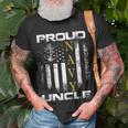 Vintage Proud Navy Uncle With American Flag Gift Unisex T-Shirt Gifts for Old Men