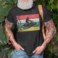 Vintage Retro Snowmobile Papa Snowmobiling Silhouette T-Shirt Gifts for Old Men