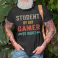 Vintage Student By Day Gamer By Night Meme For Gamers Retro T-Shirt Gifts for Old Men