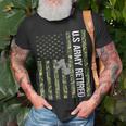 Vintage Us Army Retired American Flag Camo Veteran Day T-shirt Gifts for Old Men