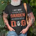 Work In My Garden And Hangout With Dog Australian Shepherd Unisex T-Shirt Gifts for Old Men