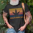 Mens Worlds Dopest Dad Weed Cannabis 420 Vintage T-shirt Gifts for Old Men