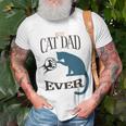 Best Cat Dad Ever Fist Bump Blue Cat Personalized Cat Dad Unisex T-Shirt Gifts for Old Men