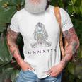 Chakra Meditation Herren T-Shirt mit Namaste-Schriftzug, Spirituelles Design Geschenke für alte Männer