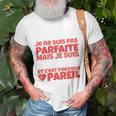 Französisches Slogan-T-Shirt Je ne suis pas parfaite in Weiß, Stilvoll & Einzigartig Geschenke für alte Männer