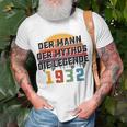 Herren Vintage Der Mann Mythos Die Legende 1932 91 Geburtstag T-Shirt Geschenke für alte Männer