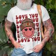 Hippie Smiling Face Wearing Beanie Hat Love You Valentine T-Shirt Gifts for Old Men