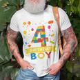 Kids 4 Year Old Building Blocks 4Th Birthday Boy Unisex T-Shirt Gifts for Old Men