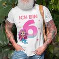Kinder 6 Geburtstag Mädchen Meerjungfrau Nixe Ich Bin 6 Jahre T-Shirt Geschenke für alte Männer