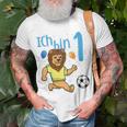 Kinder Erster 1 Geburtstag Fußball Löwe Ich Bin Eins 1 Jahr T-Shirt Geschenke für alte Männer