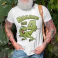 Kinder Vierter Geburtstag Geschenk Dinosaurier 4 Jahre T-Shirt Geschenke für alte Männer