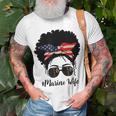 Marine Life Marine Military Wife Messy Bun Black Womens Unisex T-Shirt Gifts for Old Men