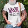 Peace Love Cure Pink Ribbon Cancer Breast Awareness T-Shirt Gifts for Old Men