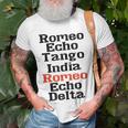 Retired Army Phonetic Alphabet Military Gift Unisex T-Shirt Gifts for Old Men