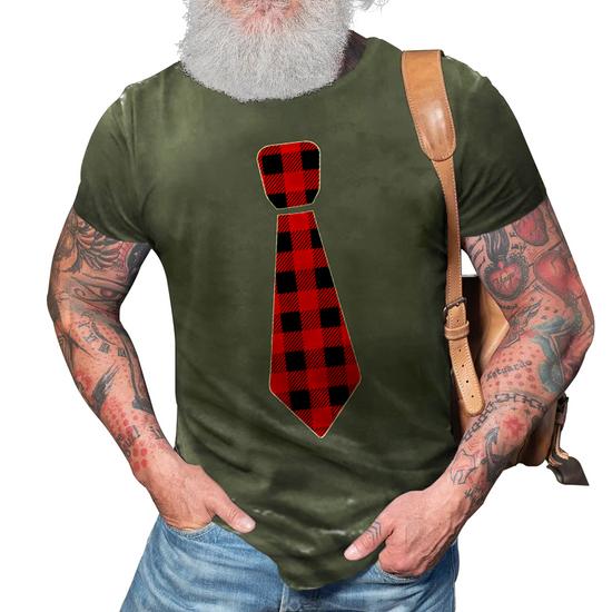 Christmas Gift For Men Dad Family Buffalo Plaid Check Tie T-Shirt Christmas Gift For Men Dad Family Buffalo Plaid Check Tie T-Shirt