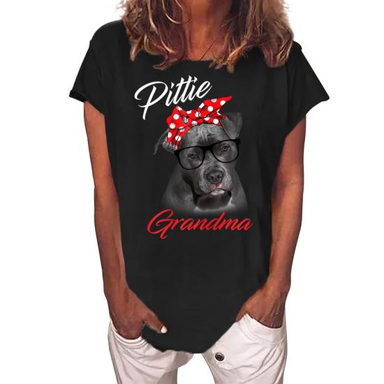Pittie Grandma Granny Pitbull Dog Lovers Gift T-Shirt Women Pittie Grandma Granny Pitbull Dog Lovers Gift T-Shirt Women